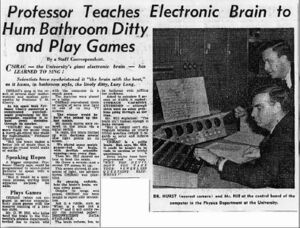 The Australian newspaper The Age devoted an article to the music composed by CSIRAC, 1960.